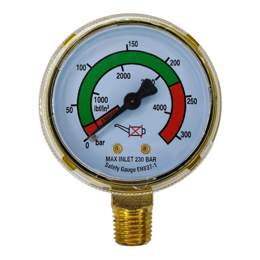 0 to 300 bar inlet gauge for industrial gas regulators