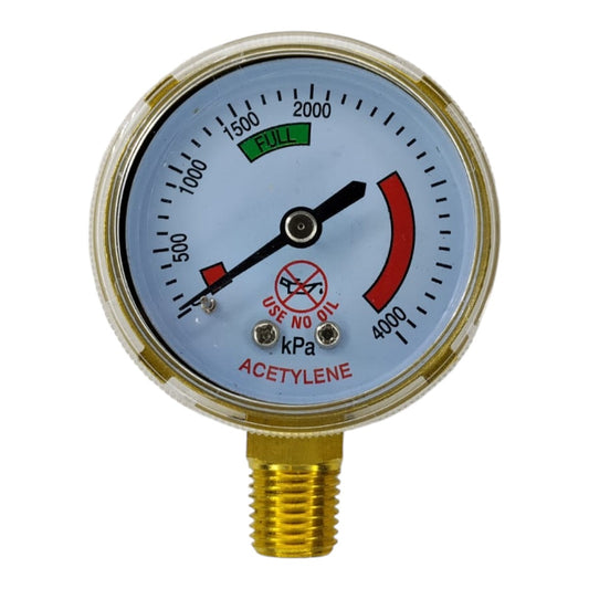 Acetylene inlet pressure gauge for gas regulator systems