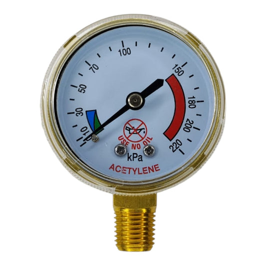 Acetylene outlet gauge for industrial gas regulator systems