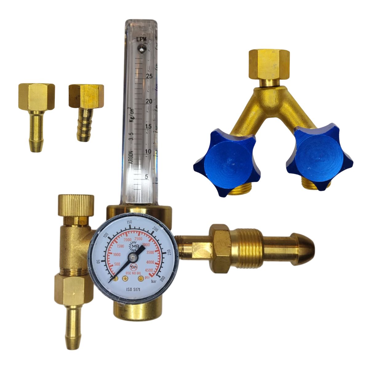 Argon Flow Meter Kit with Y-Piece Splitter and 8mm Hose Tail Fittings

A few other good options depending on the image:

Argon Flow Meter Kit including Y-Piece Splitter and Hose Tail Fittings
Complete Argon Flow Meter Kit with Brass Y-Piece and 8mm Hose Tails
Argon Flow Meter Regulator Kit with Y-Piece Splitter for Welding Applications
Brass Argon Flow Meter Kit with Y-Piece and Hose Tail Connectors