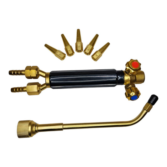Brazing torch with 5 nozzle set for heating and soldering applications