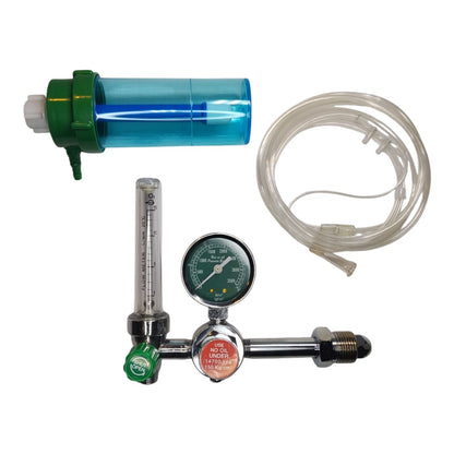 Medical Oxygen Flow Meter Kit with Bullnose Connection, Humidifier Bottle and Nasal Cannula