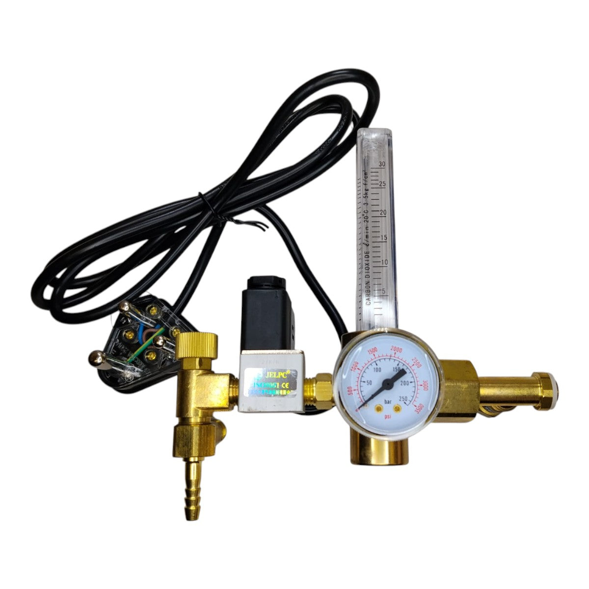 CO₂ flow meter regulator with solenoid valve for gas control applications
