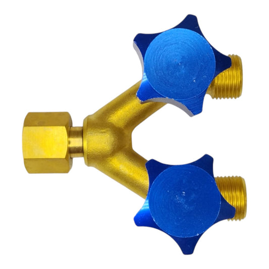 Oxygen Y splitter for industrial gas and welding systems
